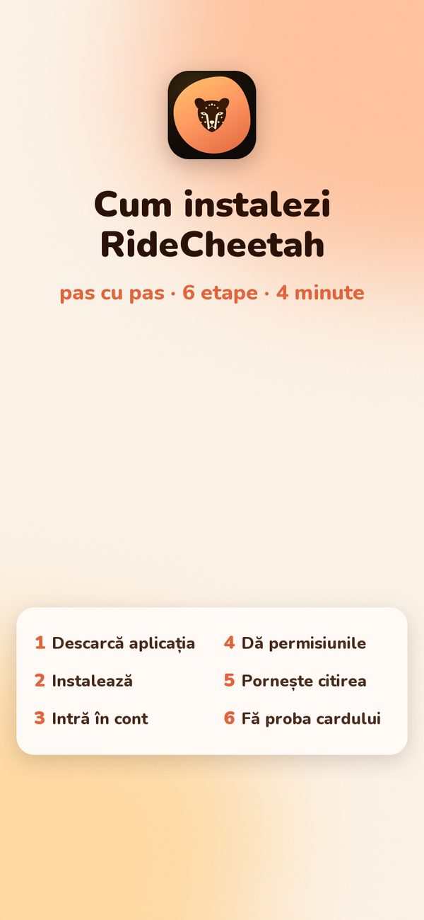 Începutul ghidului: Cum instalezi RideCheetah, pas cu pas